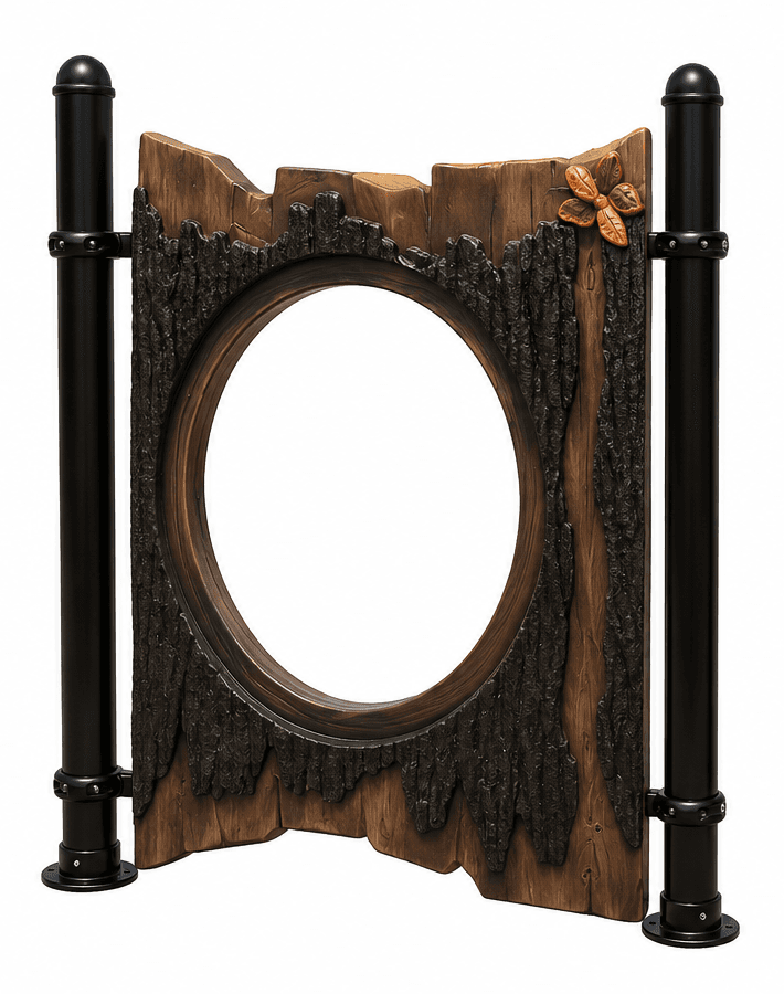 Bark Screen with Oval Window — Interactive Panels