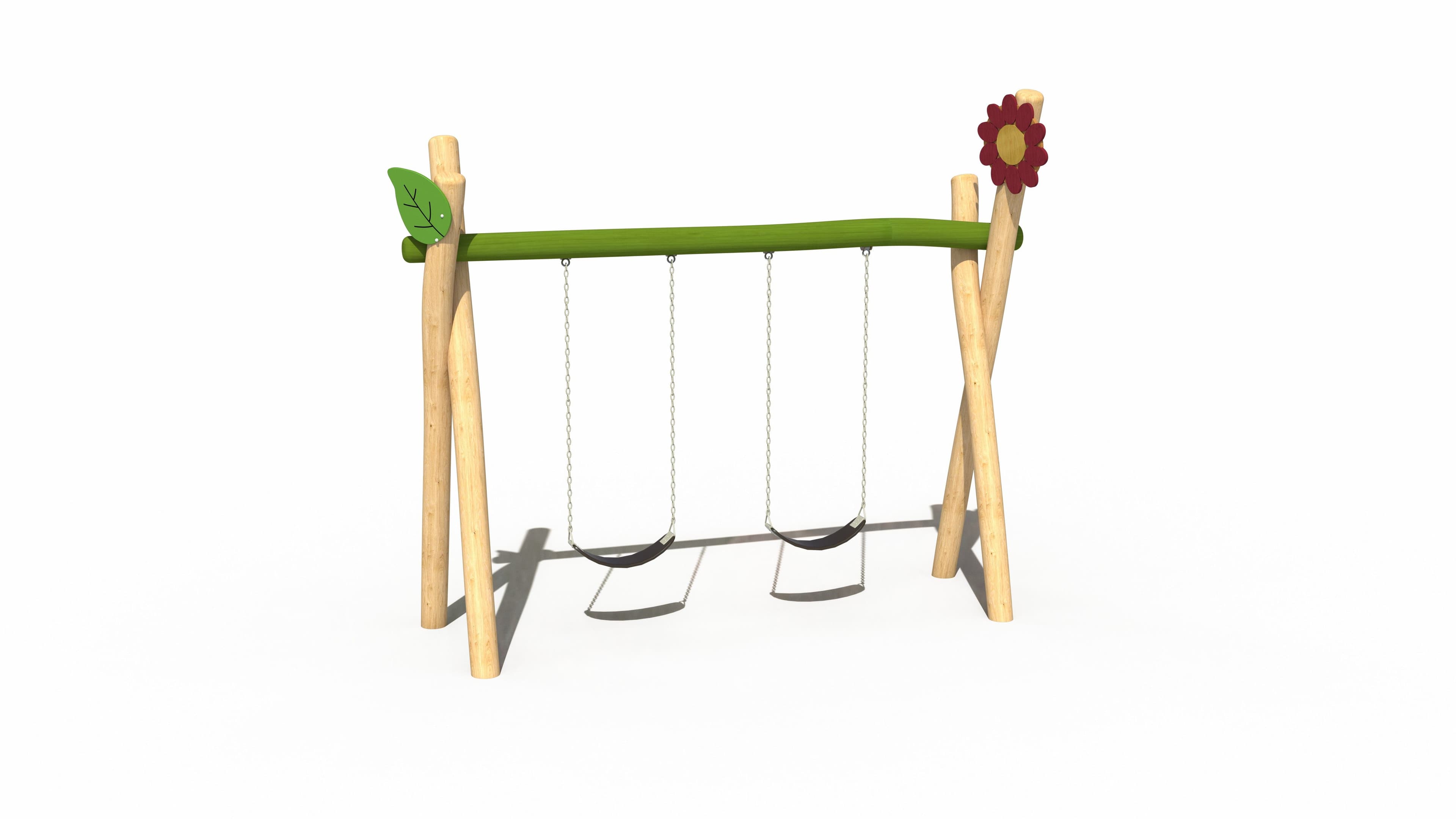 Log Double Swing — Freestanding Playground Equipment