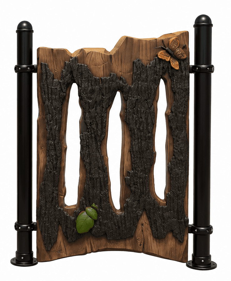 Bark Screen with Peek Slots — Interactive Panels