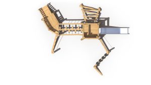 Bridge Explorer sustainable timber playground by Kidzspace Australia - exciting wooden play structure featuring a bridge, stainless steel slide, 4-rung ladder, staircase, central tower and 5 different entrances and exits. Eco-friendly renewable timber commercial playground equipment, perfect for schools, childcare centres, community parks and family backyards in Brisbane, Queensland and across Australia.